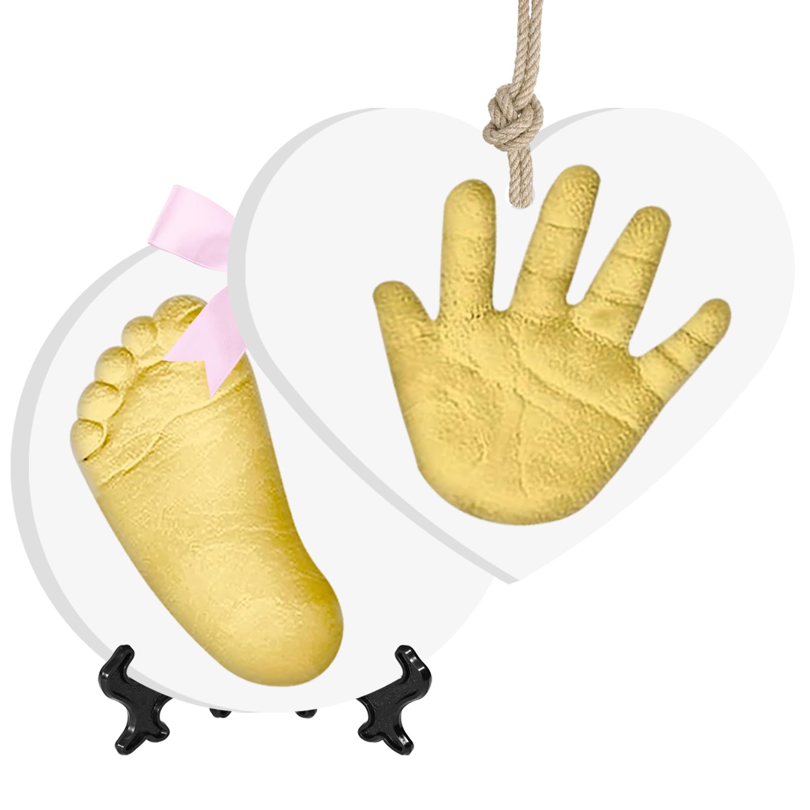 Baby Handprint Ornament Kit, Personalized Handprint Keepsake with Hand Print Mold Kit, Non-Toxic Clay for Newborns & Pets