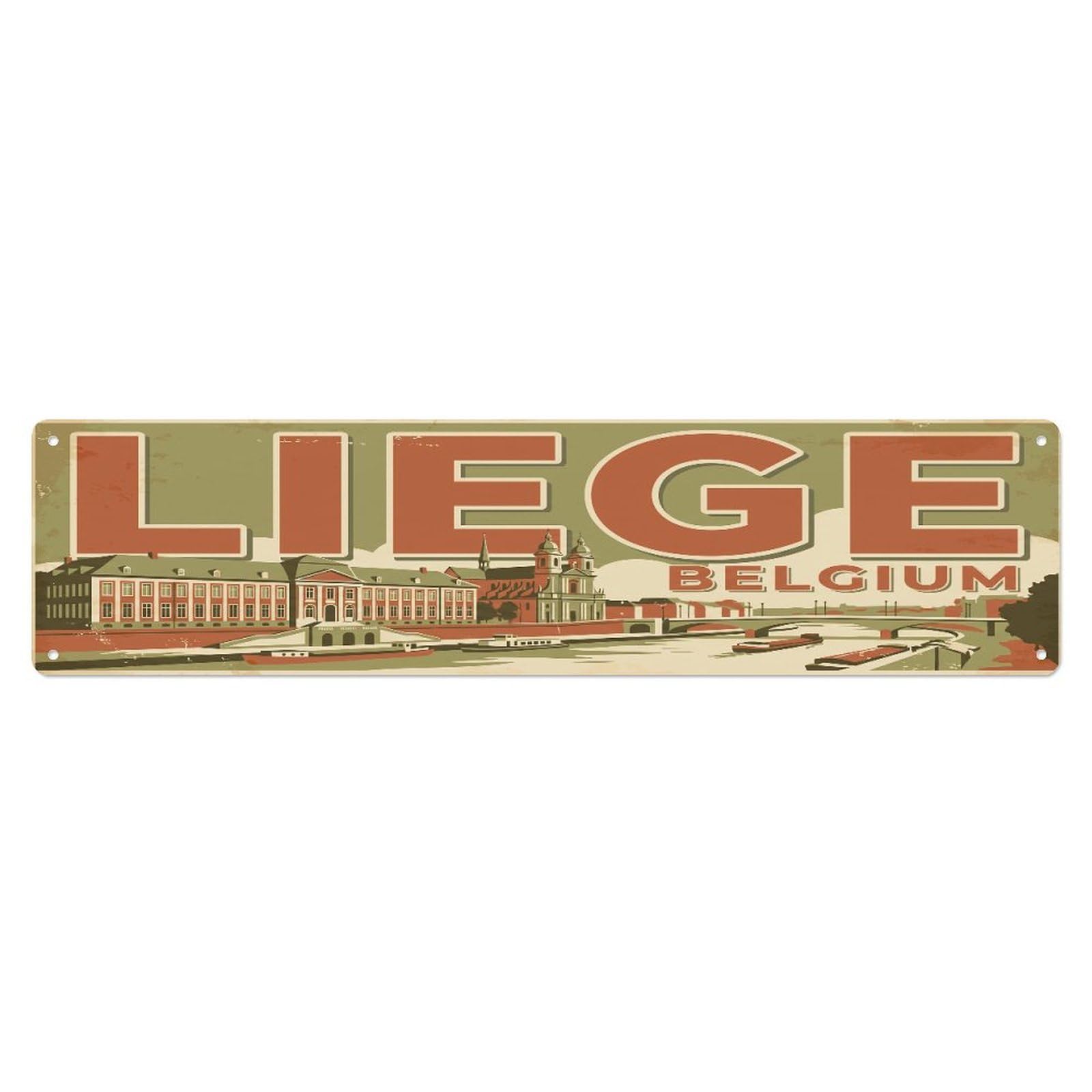 Tgrcjimh Style Metal Tin Sign Retro Travel Belgium Liege
