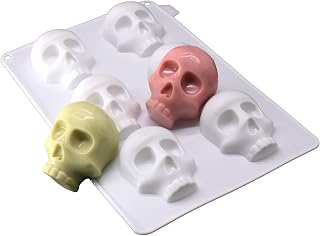 X-Haibei 3D Halloween Skull Crayon Wax Soap Cake Jello Silicone Mold Party Maker, 4oz per Cell