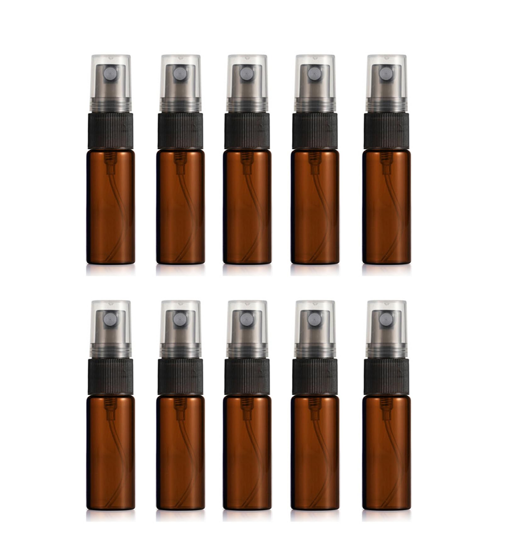 Elfenstall 10Pcs - Amber 5Ml 1/6Oz Atomizer Vial Glass Bottle Spray Refillable Perfume Empty Fine Mist Sample Bottle Clean Cloth Free 3Ml Pipette For Travel Party