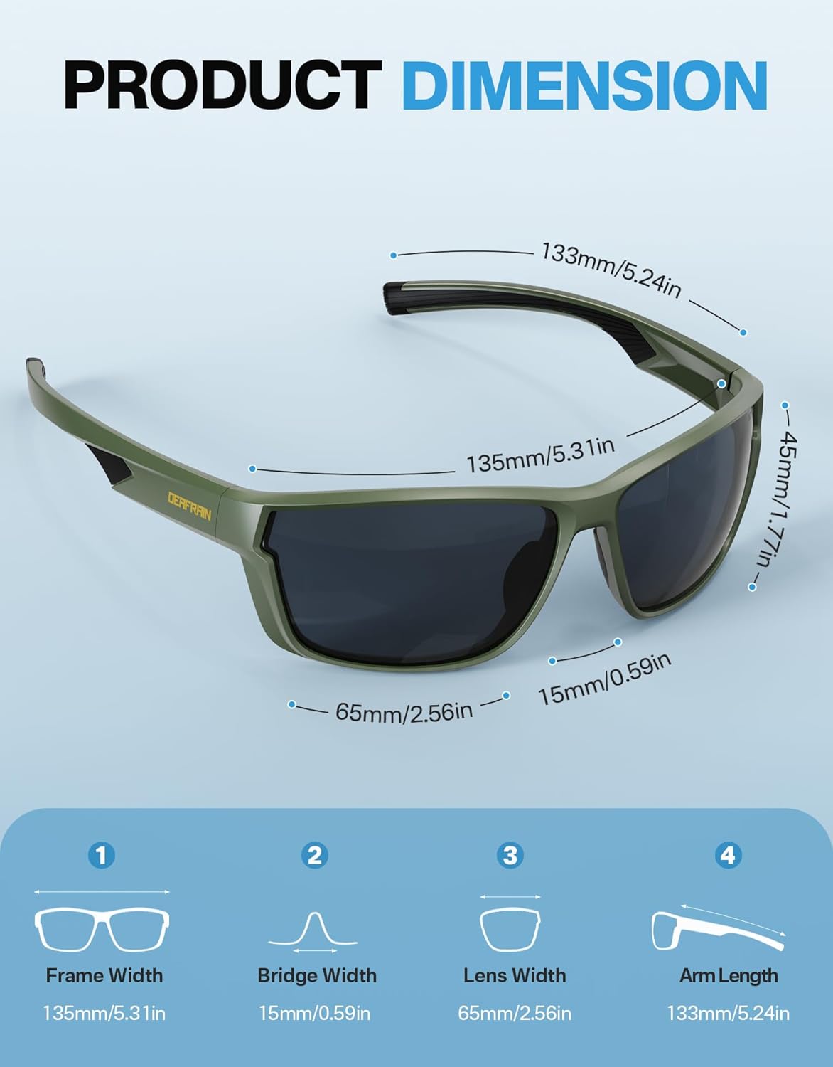 DEAFRAIN Polarized Sports Sunglasses for Men Women, Ideal for Running Fishing Driving Unbreakable Frame with UV Protection - Image 2