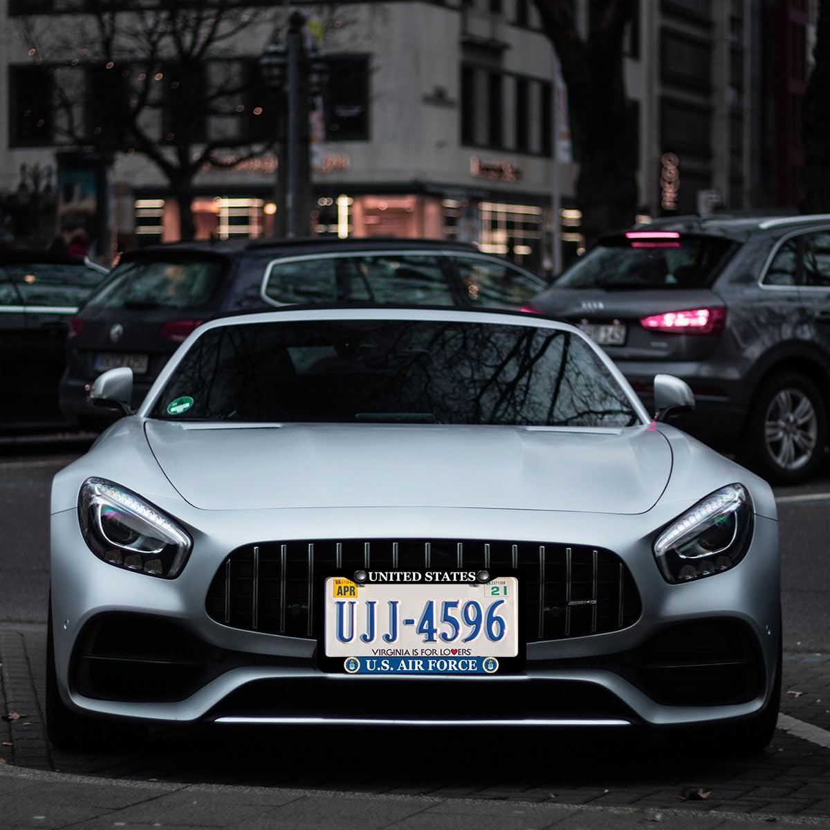 2 Pack License Plate Frames for US Air Force, Universal Aluminum Front and Rear License Plate Holder for USAF (Black) - Image 3