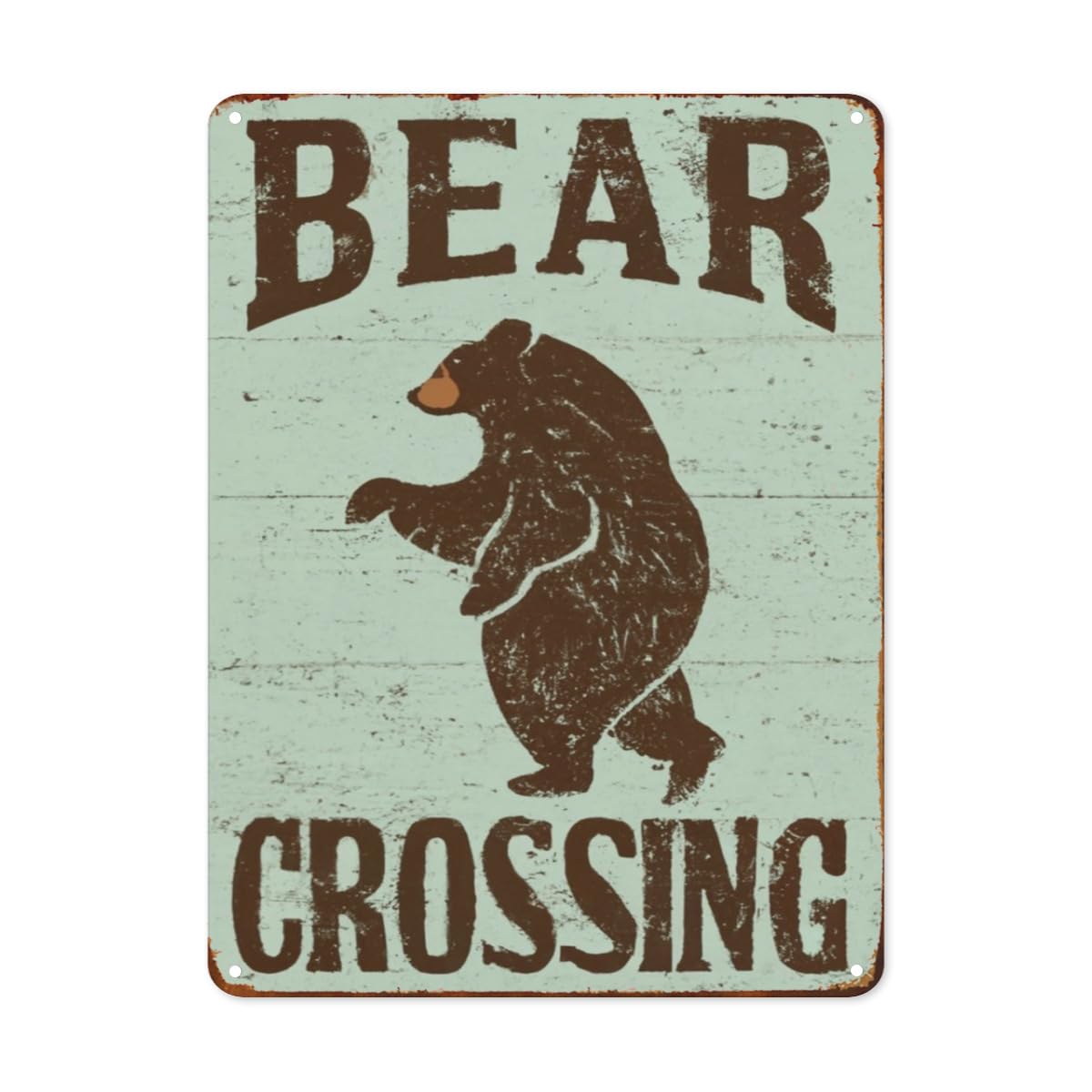 rayprint Bear Crossing Metal Tin Signs-Metal Tin Signs Exquisite Wall Art Decor Inspirational Gift Positive Affirmations Hanging for Office Classroom Home Living Room Bedroom Wall Decor 8"x12"