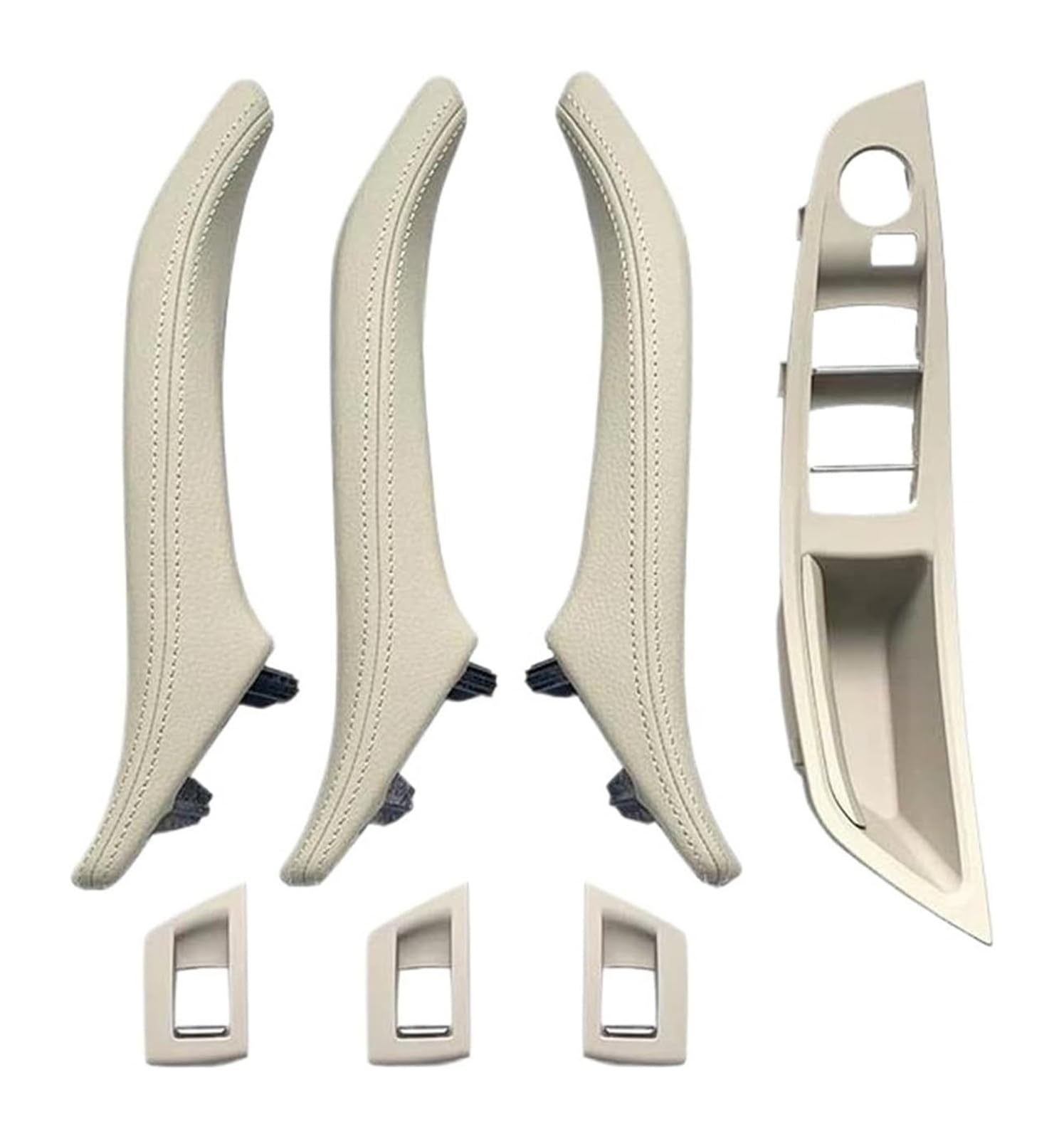 FANGZIQF Inner Door Pull Handles for 5 Series F10 F11 F18 520i 523i 525i 528i 535i 2010-2017 7PCS Set LHD RHD Armrest Interior Leather Door Handle(Oyster,RHD)
