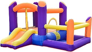 Inflatable Bouncy Castle Outdoor Play Equipment Jumping Bed Inflatable Castle Water Children's Slide Small Trampoline for Courtyard Playground, 300X280X170cm,