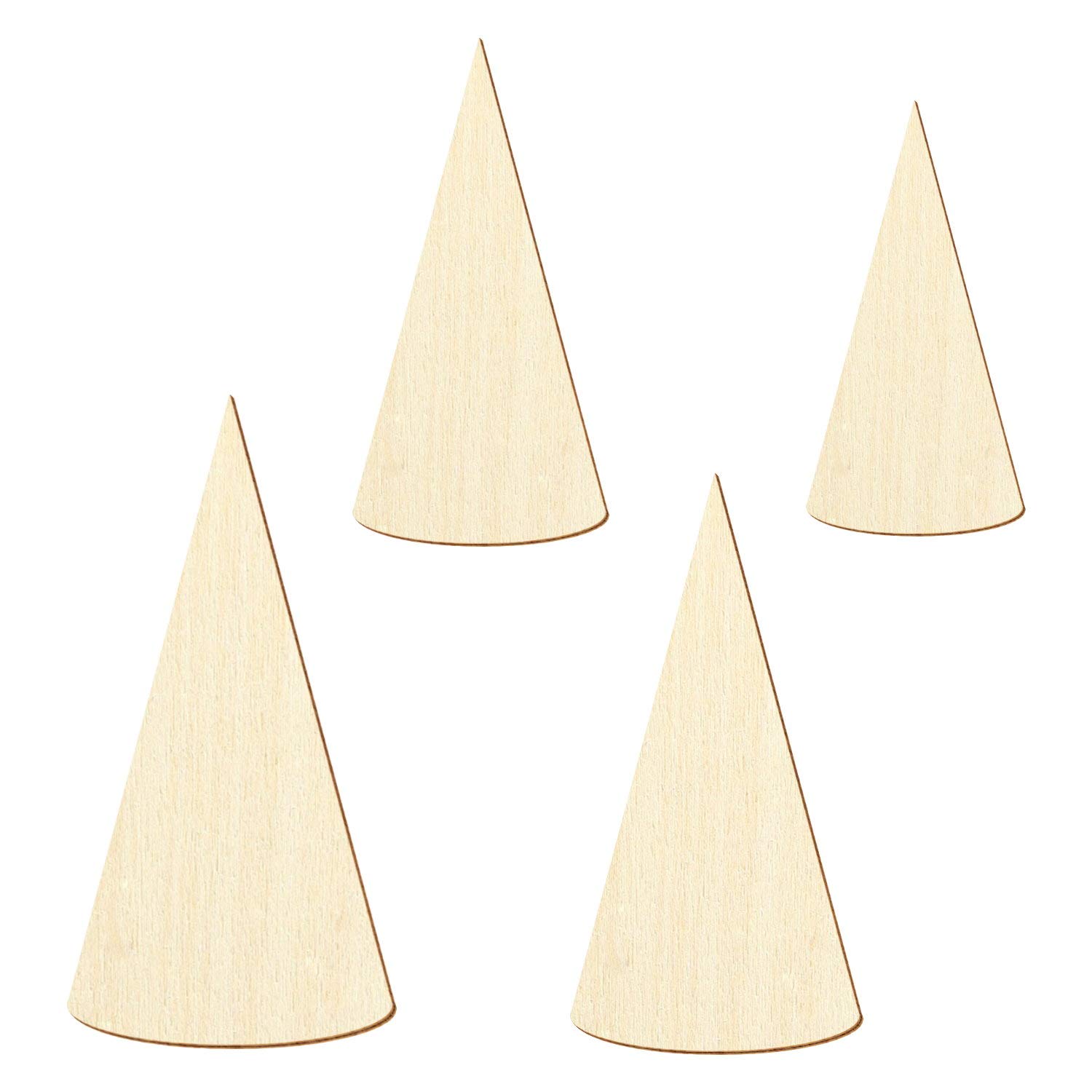Conos de madera – corte 2D 2 x 1 cm hasta 50 x 25 cm, decoración artesanal, paquete con: 25 unidades, altura x anchura: 15 x 7,5 cm
