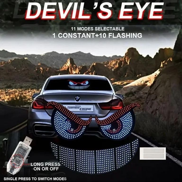 Image of AutoBizarre Devil Eyes LED Lights for Car Windshield Led Panel with USB for Car Rear Window Universal for All Cars, Vans, Trucks, etc (Blue Red White)