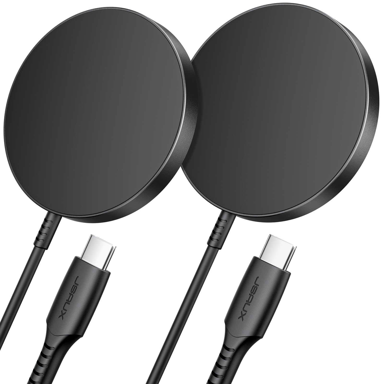 JSAUX 2-Pack Mag-Safe Ladegerät Magnetisches Kabelloses Wireless Charger Pad Induktive Kompatibel mit MagSafe Ladegerät iPhone 17 Air Pro Max/iPhone 16/15/14 13 12 Serie, AirPods 3/2 Schwarz