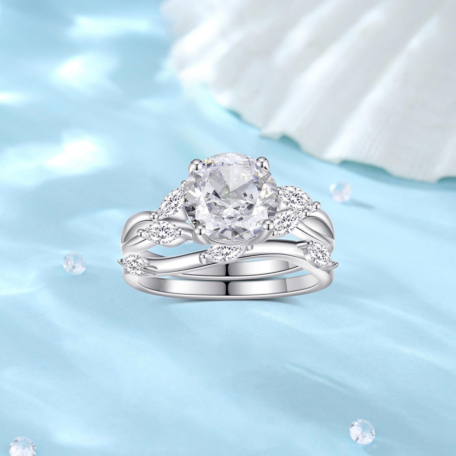 9K/14K/18K Oro Blanco/Platino 950 Alianzas Boda Anillo Moissanite Blanco 2ct