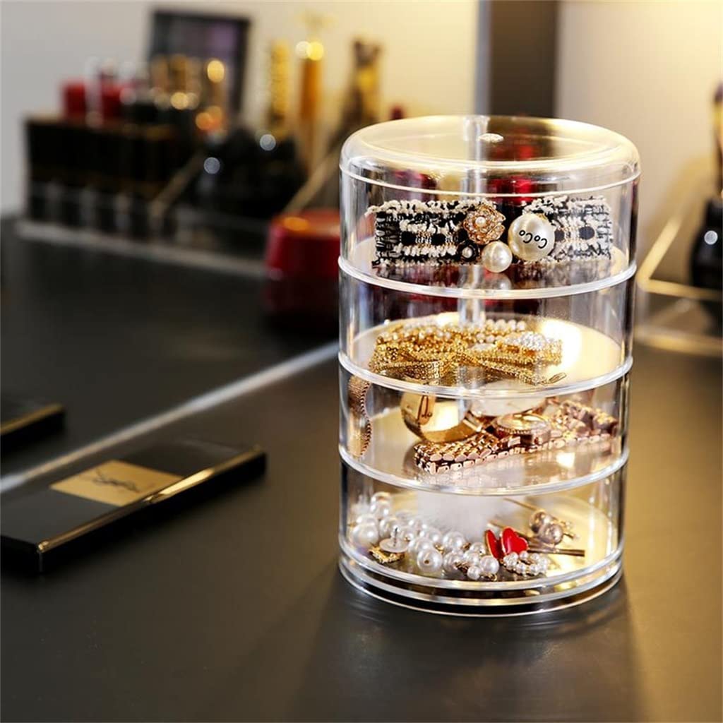 Organizador de cosméticos con tapa, caja de cosméticos de escritorio, estante de joyería, caja de cosméticos (D como se muestra) Stabilize