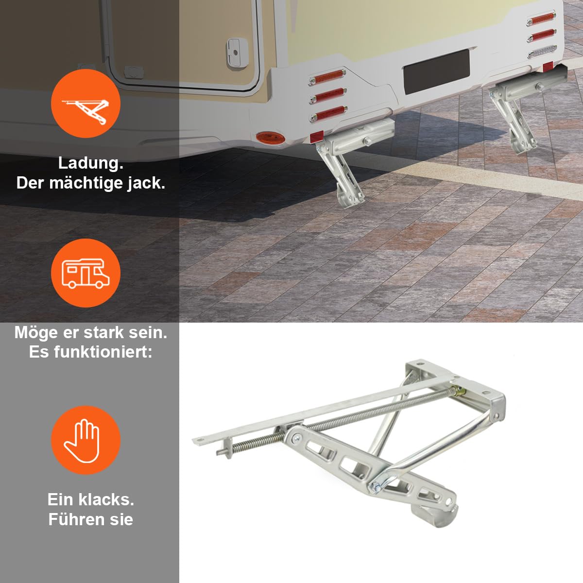 2er Set Ausdrehstütze Wohnwagen Wohnwagenstützen Kurbelstütze Kurbel Stützen Traglast 1600 Kg Stahl verzinkt universal passend (105mm bis 520mm H:415mm)