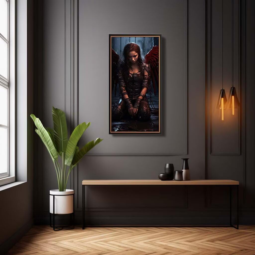 Peinture Diamant Adulte Ange Déchu 70x140cm, 5D Square Diamond Painting Femme Grand Format Diamond-Painting Carré Diamant Strass Point de Croix Cristal Painting Pour Murale Décoration (SQ956)