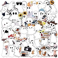 Evadollina Halloween Sticker, 50 Pieces Halloween Stickers, Ghost Stickers, Ghost Theme Stickers, For Kids, Teens And Adults, Ideal For Water Bottles, Laptops And Mugs