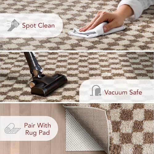 Tapete decorativo Shag beige 5'3 x 7'6 rectangular miniatura 5