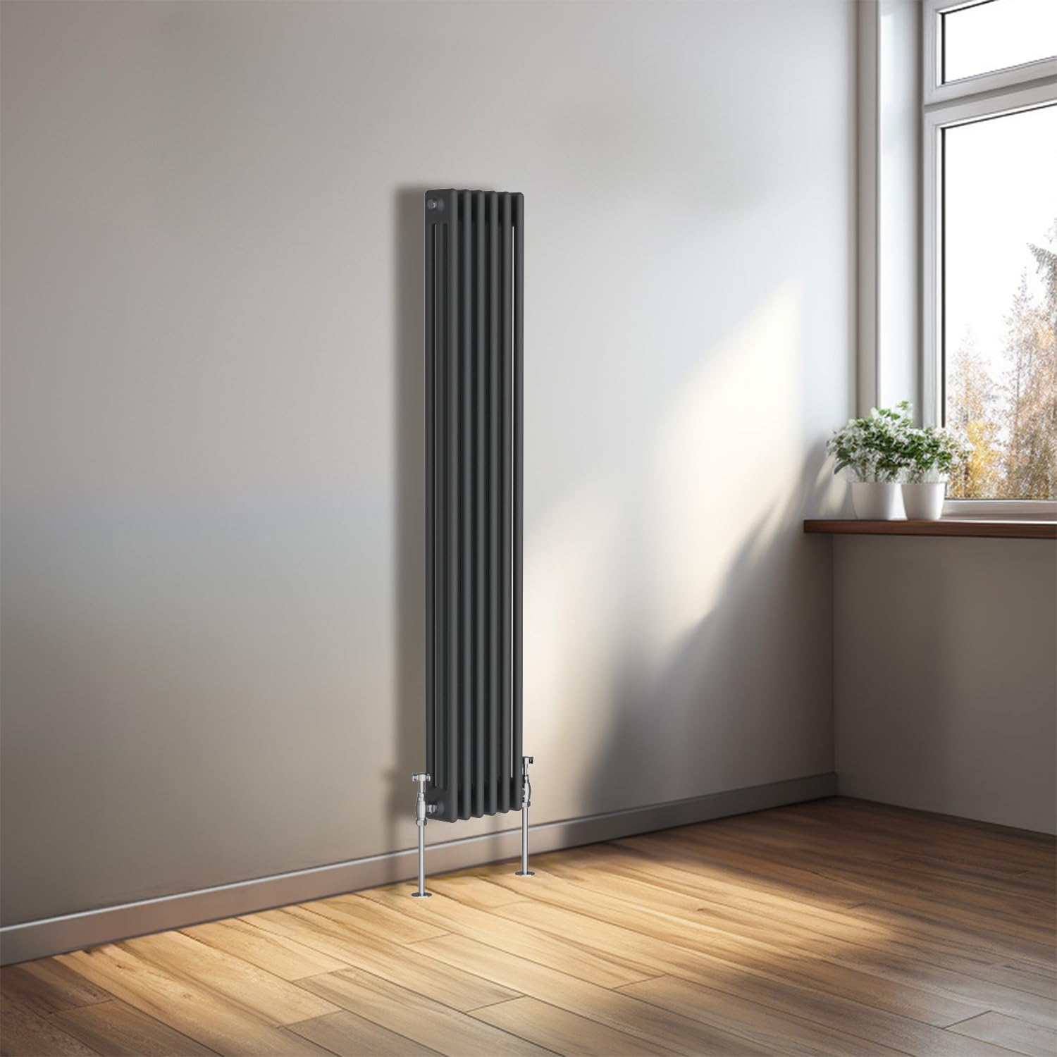 NRG 1500x290 Cast Iron Vertical Radiator Anthracite 3 Column Central Heating Rads โ image 1