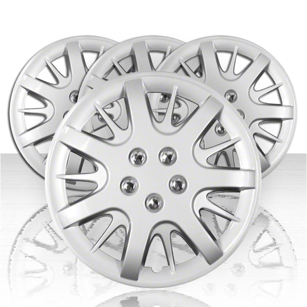 Upgrade Your Auto Set of Four 16' Silver Hubcap Wheel Covers for Chevy Impala 2000-2011 (Push-on)