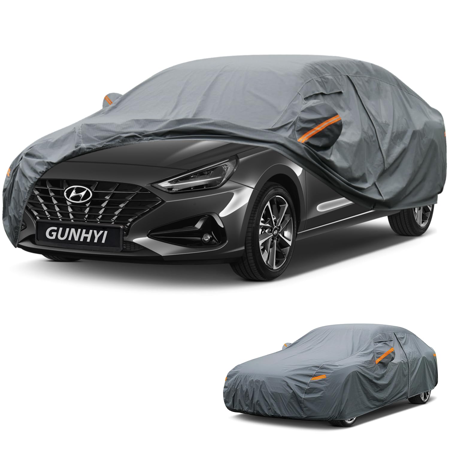 GUNHYI Premium Car Cover Custom Fit Hyundai Equus, 16 Layers Heavy Duty Car Cover Waterproof All Weather with Zipper Door for Sun Rain Snow Dust Uv Protection