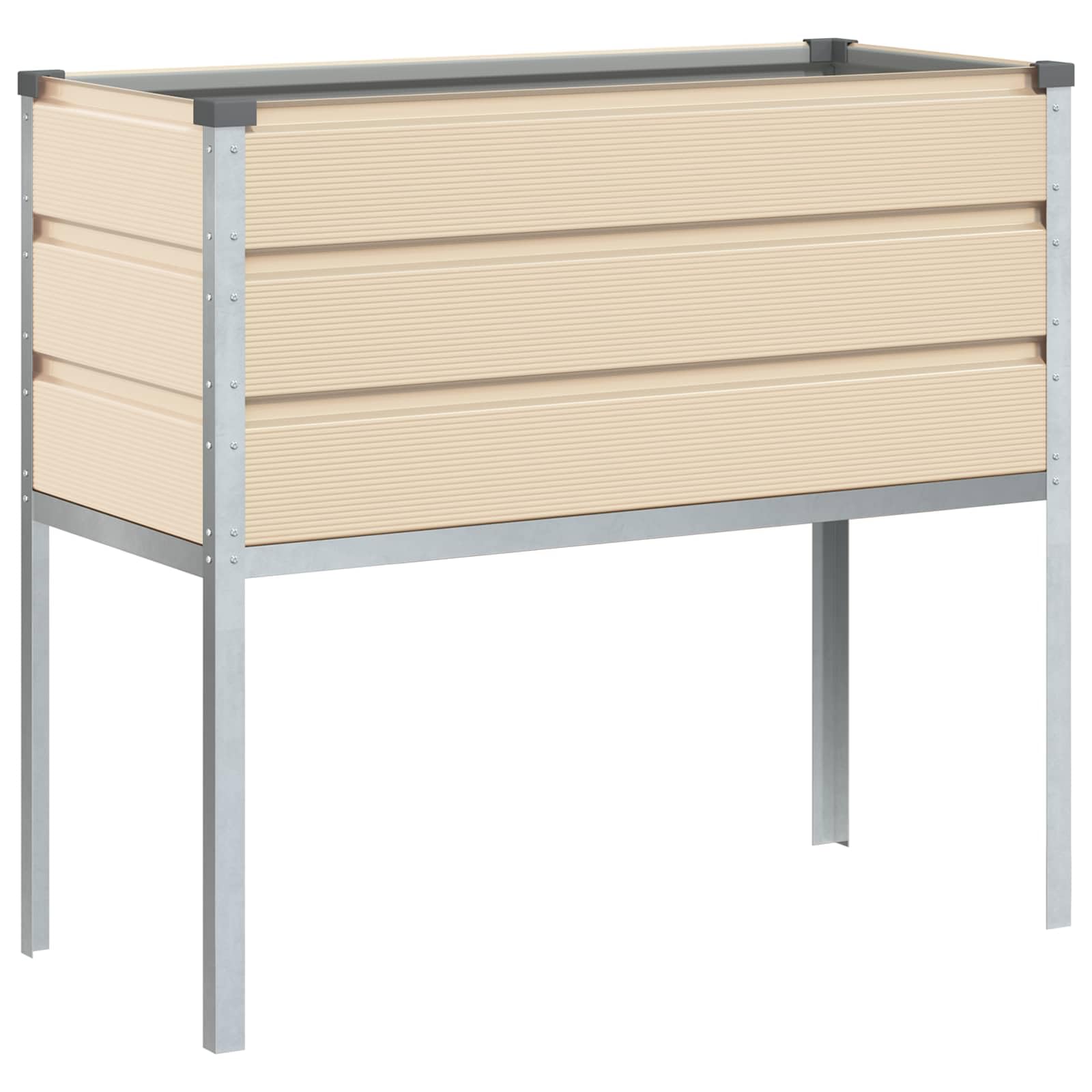 Hochbeet Elfenbein 100x45x90 cm Pflanzkübel verzinkter Stahl | Modernes Hochbeet für Terrasse und Garten, erhöhtes Design für bequeme Pflanzenpflege im Außenbereich.