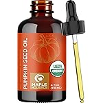 Maple Holistics Pumpkin Seed Oil Organic Certified - 100% Pure Organic Pumpkin Seed Oil for Hair and Anti Aging Face Oil - USDA Organic for Dry Hair and Volume - Virgin Cold Pressed & Unrefined (4oz)