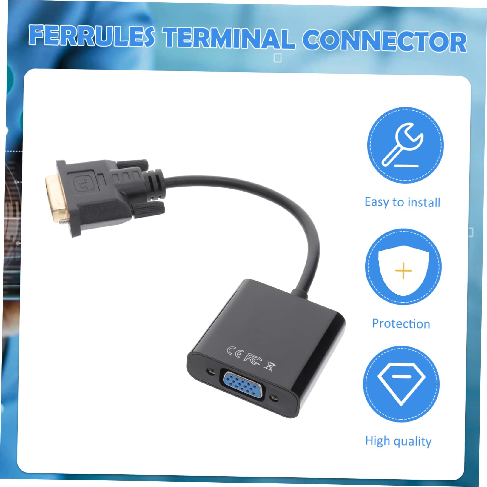 jojofuny 2pcs 1080p to Vga Adapter Cable Converter Male to Vga Female No Driver Needed