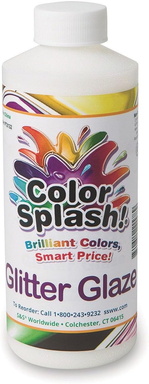 16oz White Color Splash Glitter Glaze