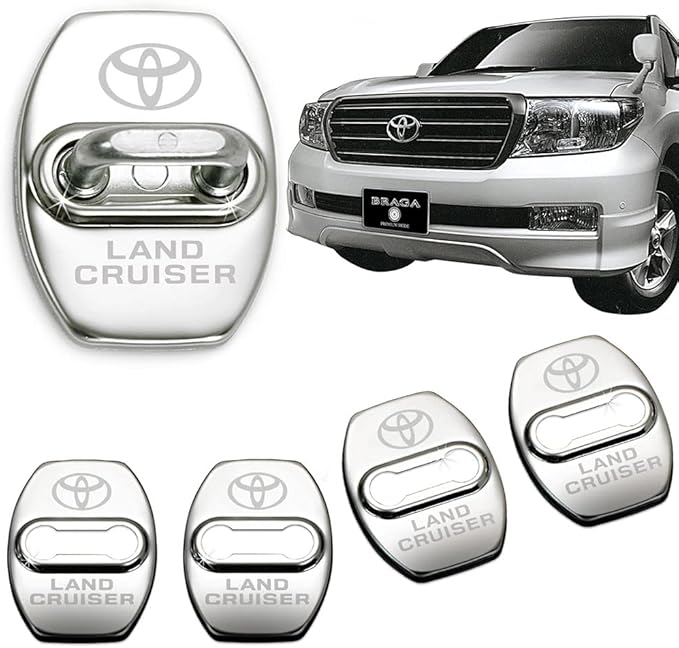 Amazon 0系ランドクルーザー タイプ1a シルバー Land Cruiser ロゴマーク付 4点 ランクル ドアロック ストライカー メッキ カバー ブラガ カーアクセサリ 車 バイク