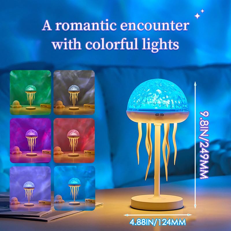 Lampe aurore boréale méduse veilleuse projecteur océanique 7 couleurs avec télécommande pour lit - 3