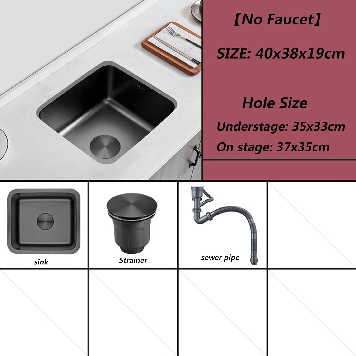 Kitchen Sink Sink Sink Bar Sink Square Sink Nano Stainless Steel Sink Handmade Sink Kitchen Single Mini Bar Sink Single Bowl Sink with Strainer