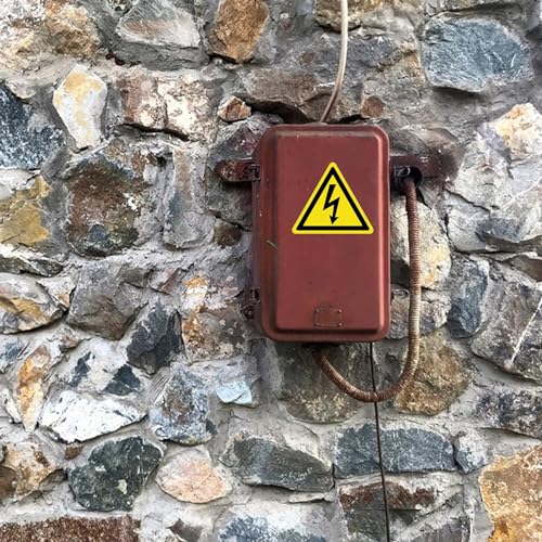 Vueinrg 20 Stück 5cm/10cm Aufkleber Elektro Warnschild Elektrische Spannung Achtung Strom Warnaufkleber Dreieck Schild Folie Selbstklebend Warnung vor Hochspannung Adesivi