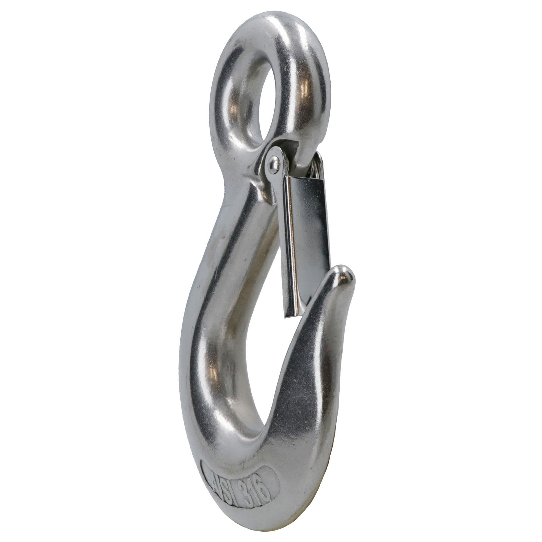 Gancio di sollevamento con occhiello di sicurezza in acciaio inossidabile 316 per catena da 1/2 ", 2 pezzi
