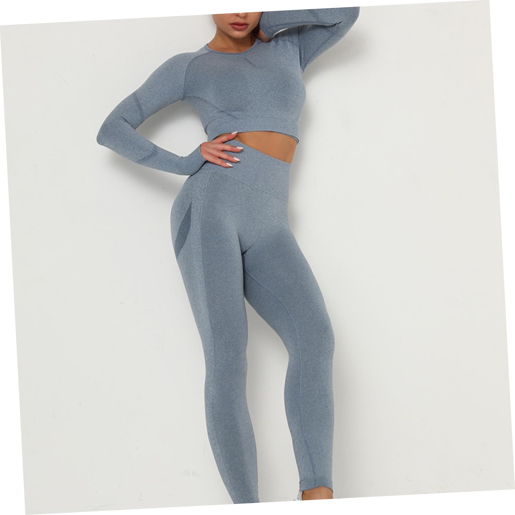 VALICLUD Conjunto de Yoga sin Costuras Azul Talla L de Chinlon