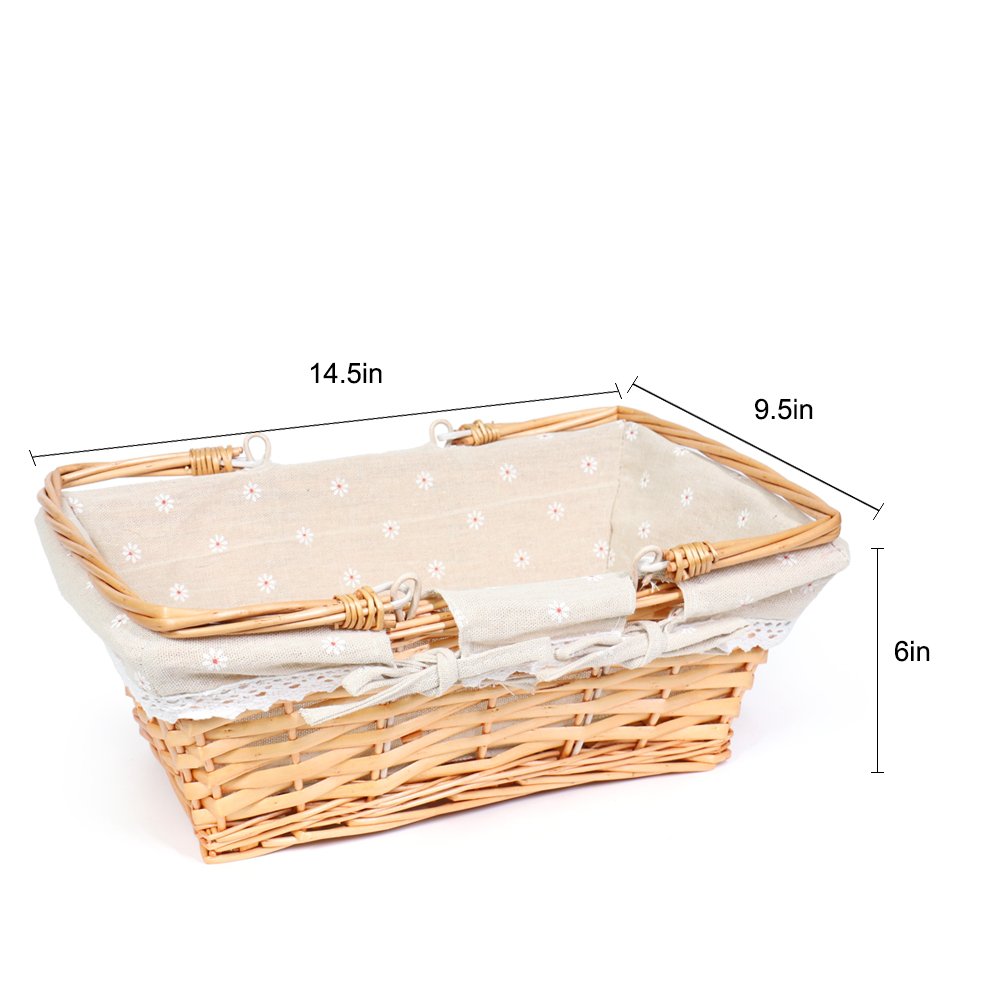 Buy MEIEM Wicker Basket with Handle Gift Baskets Empty Rectangular