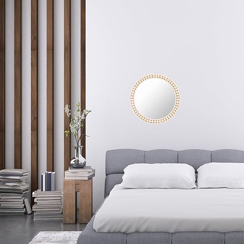 Miniatura 6 de Espejo bohemio para montar en la pared, espejos colgantes redondos de madera de 12 pulgadas, espejo de tocador decorativo rústico, espejos de