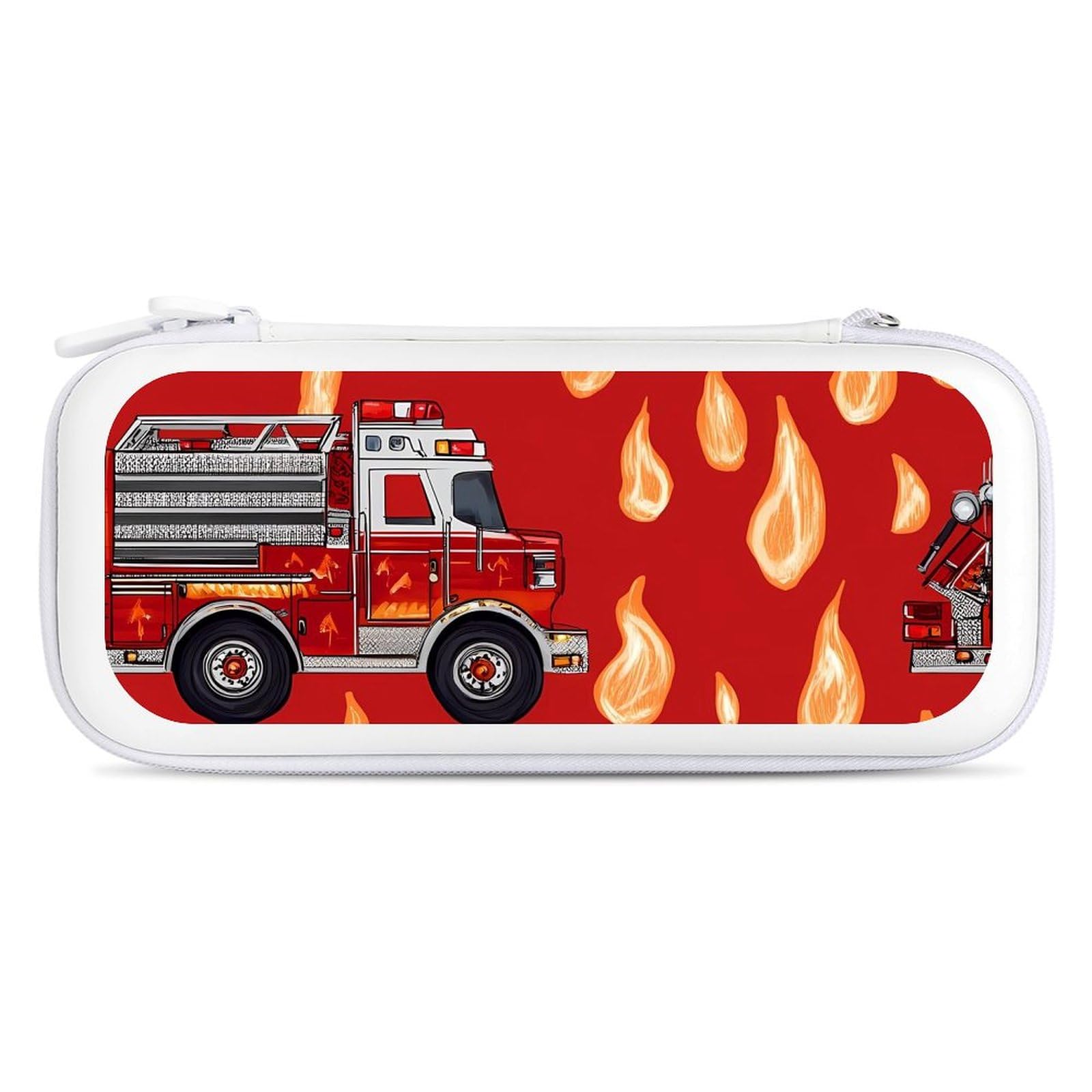 Firefighter Fire Trucks Compatible with Switch Carrying Case Hard Travel Game Bag Pouch with 15 Games Accessories White-style