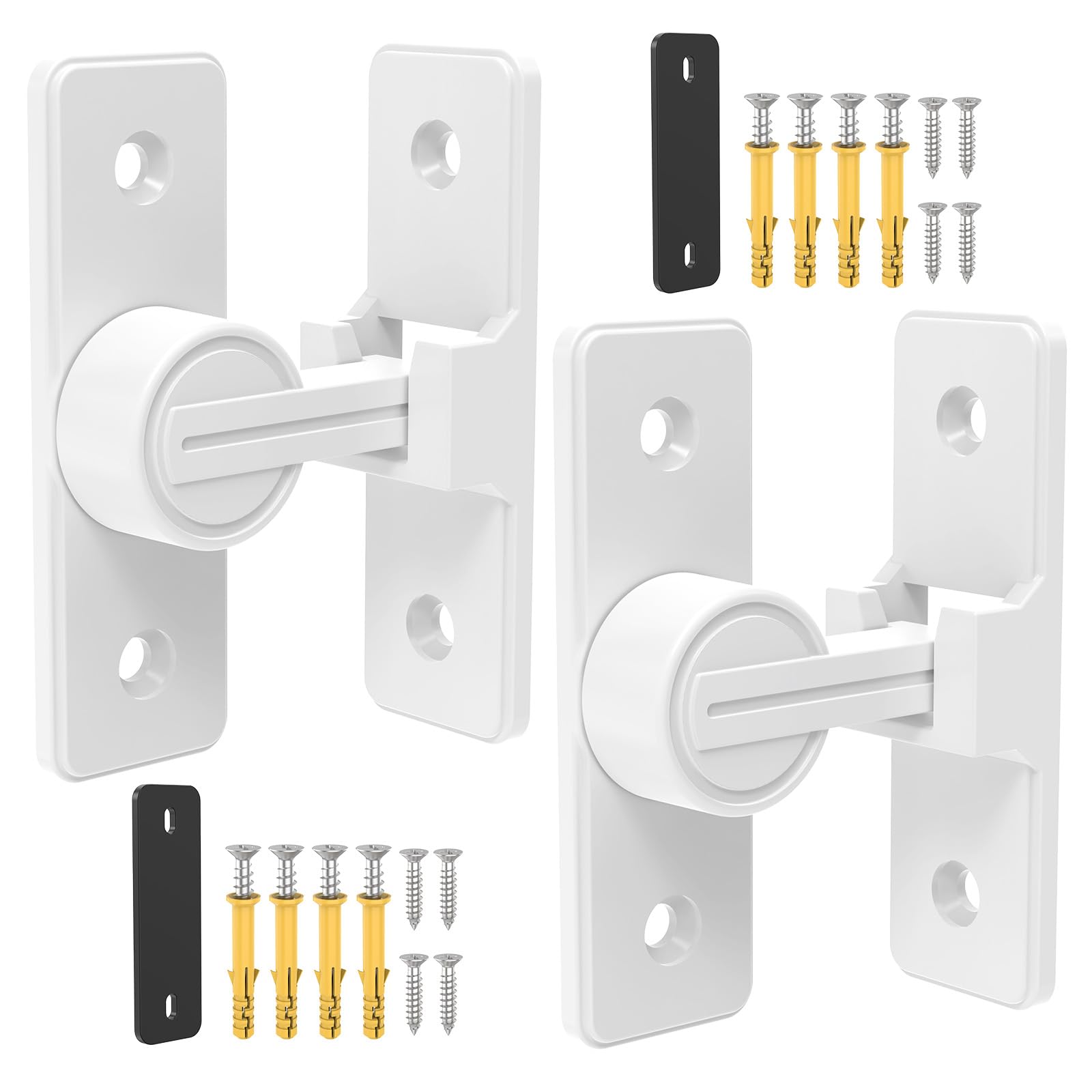 Cerradura de puerta de granero resistente de 90 grados, pestillo de seguridad de aleación de zinc para granero, jardín, baño, valla, cobertizo, antioxidante y robusto (blanco, 2 piezas)