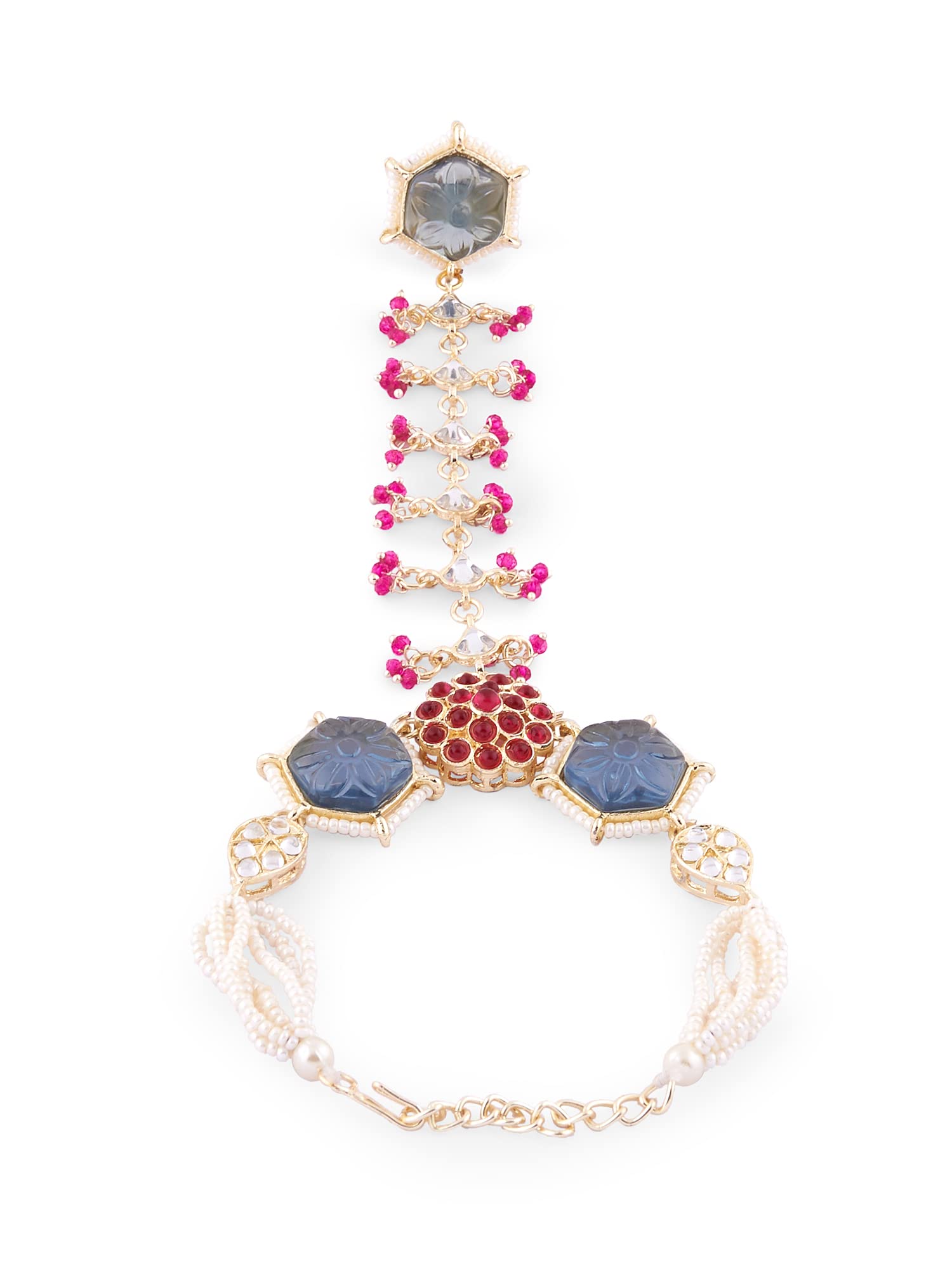 ZAVERI PEARLS Pink & Grey Kundan & Pearls Elegant Ethnic Hand Harness For Women-ZPFK14828 (B0BFRHHR42) Amazon Price History, Amazon Price Tracker