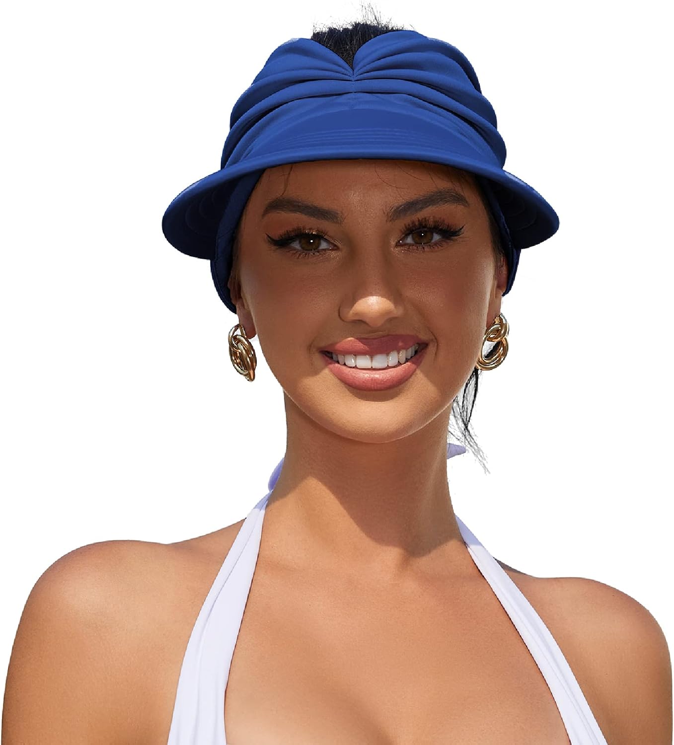 Womens Sun Visor Hat Wide Brim Summer Sun Hats UPF 50+ UV Protection Beach Hats Foldable Golf Visor for Women - Image 2