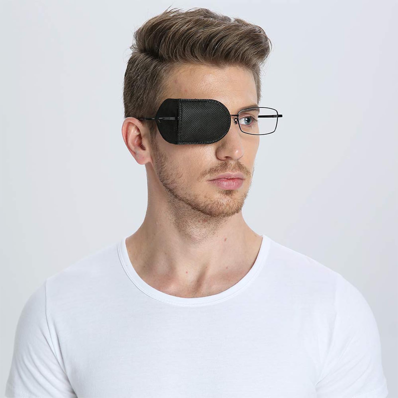 6 Pezzi Patch Occhio per Occhiali, Bande Oculari per Occhiali Riutilizzabili, Benda per Occhio in non Tessuto, per Sinistro e Destro, per Miglioramento Ambliopia, Visione, Strabismo, Nero