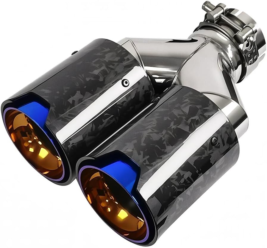 2.5-Inch Inlet Dual Carbon Fiber Car Exhaust Tips fit for BMW F22/F23/F30/F31/F32/F33/F36 2.0T (N20/B48) 2.5" Inlet 3.5"Outlet Tailpipe Tip Forging Burnt