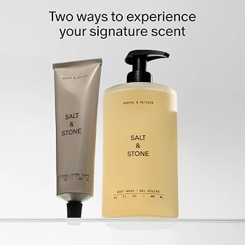 Salt & Stone Hydrating Gel Body Wash + Body Lotion | Santal & Vetiver