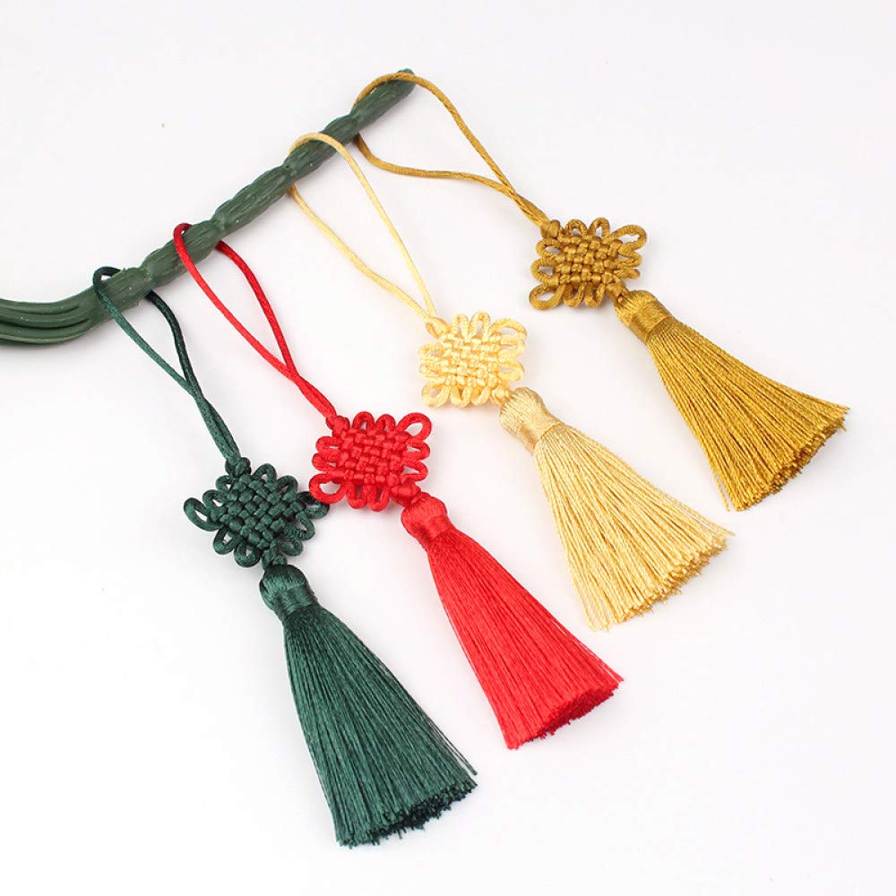 6 pezzi/12 pezzi/24 pezzi/lotto 5 cm nodo cinese nappa frange di seta frangia da cucire nappe finiture chiave nappe decorative per tende fai da te decorazioni per la casa, blu scuro, 6 pezzi (verde