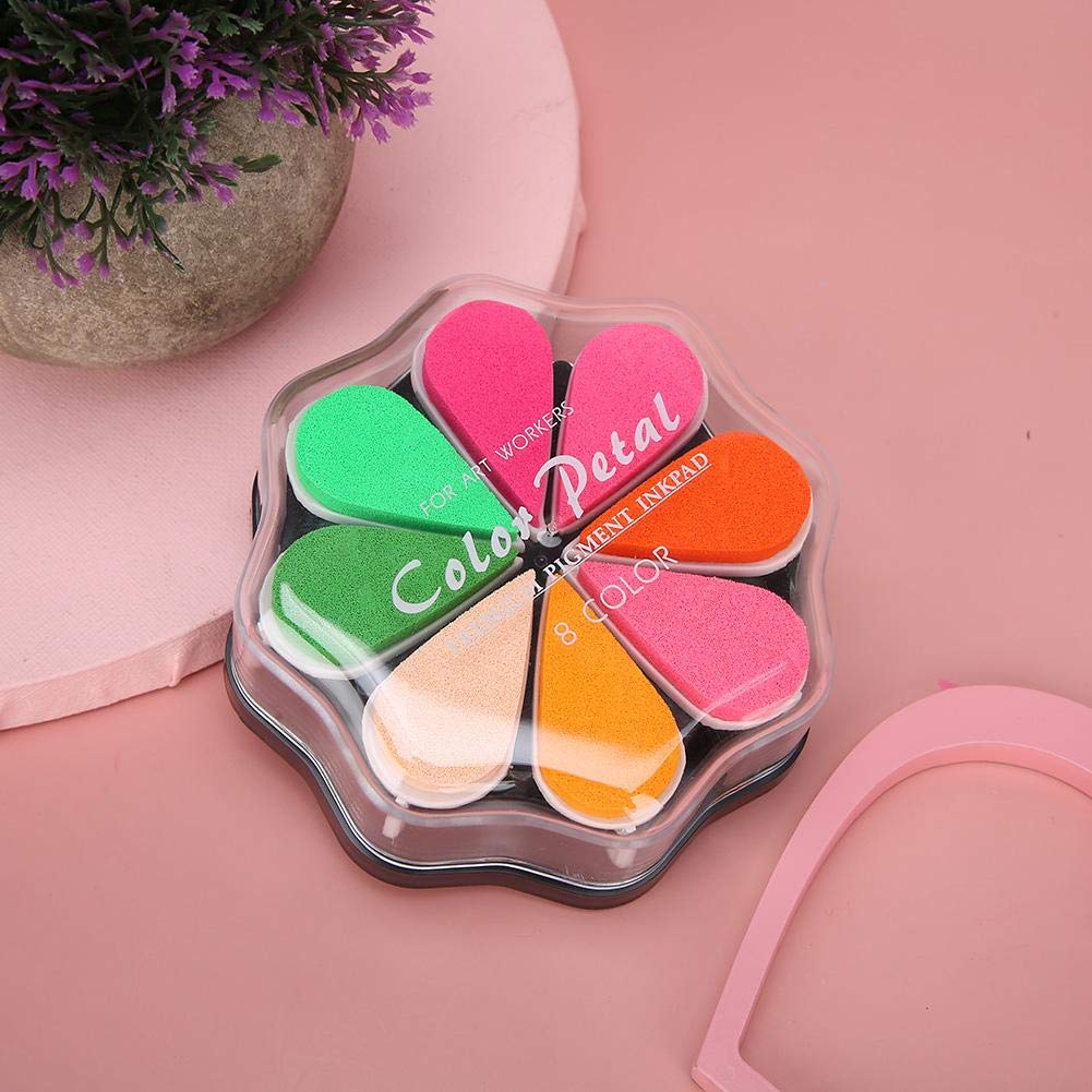 Ink Pad, 8 Colors Petal Shape Stamps Ink Pad for Schedule Book Scrapbook DIY Craft Painting, Botanic Garden - Image 4