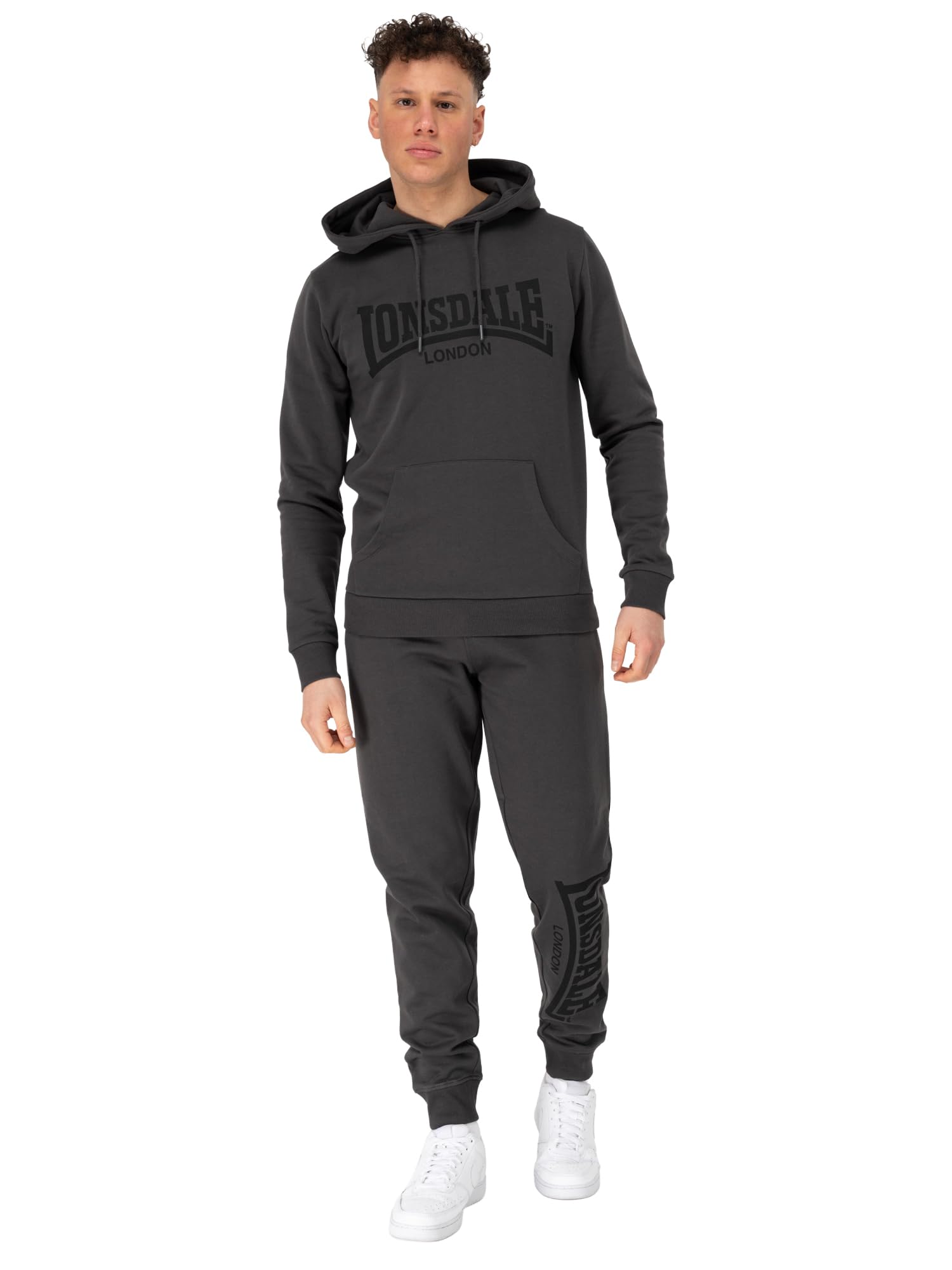 Lonsdale Herren Trainingsanzug Mit Kapuze Schmale Passform Cloudy Tuta sportiva Uomo (Pacco da 1)