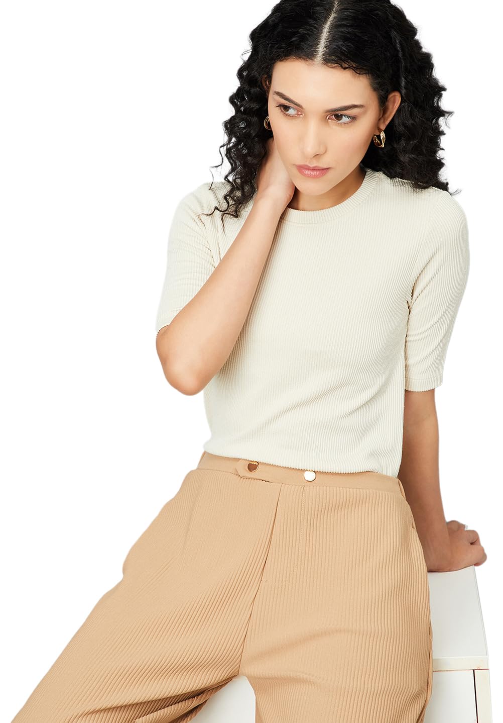 max Women's Polyester Elastane Solid Regular Fit T-Shirt-picture-28