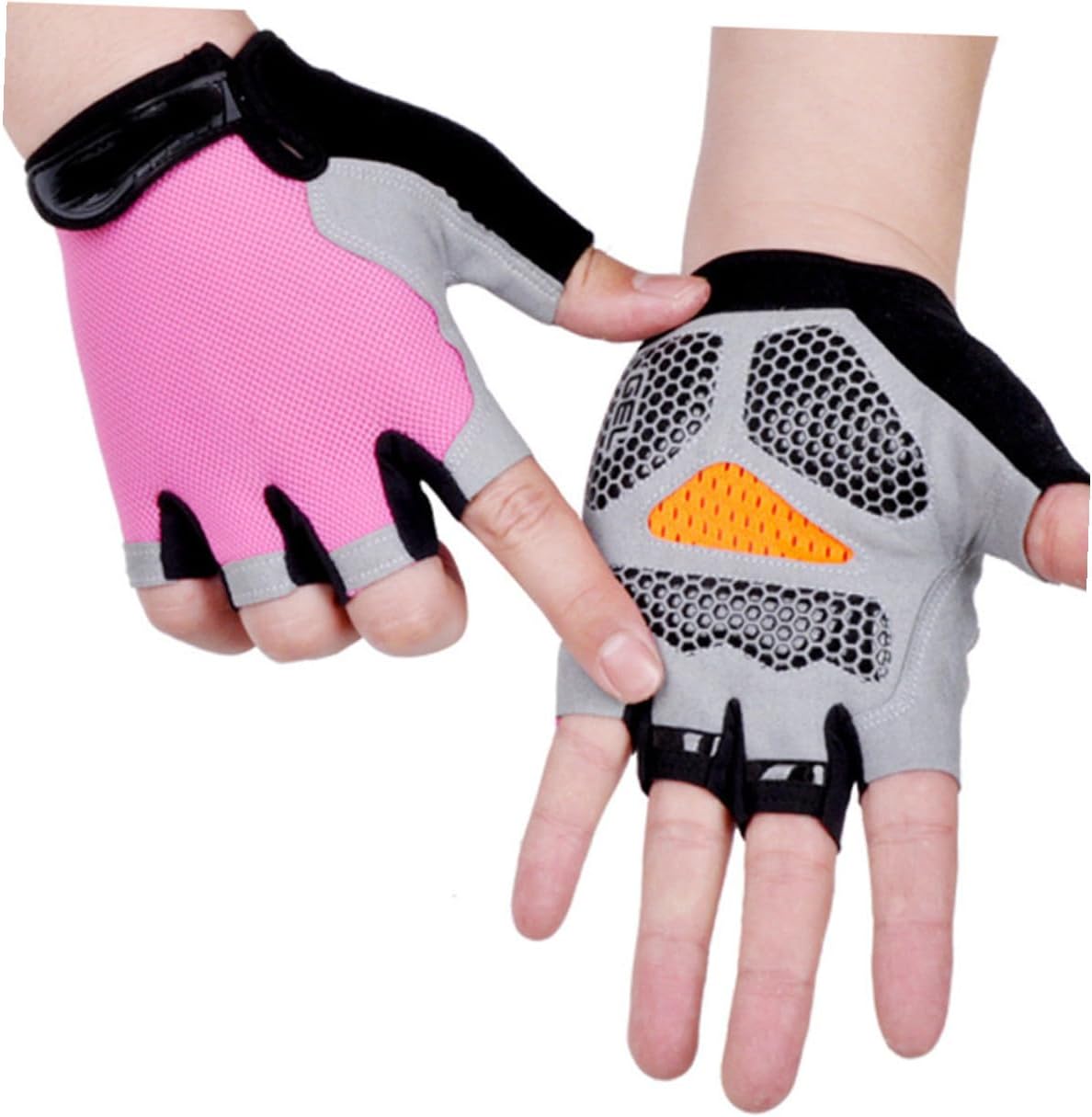 Half Finger Breathable Biking Gloves Women’s Non-Slip Outdoor Riding Gloves Lightweight Pink M