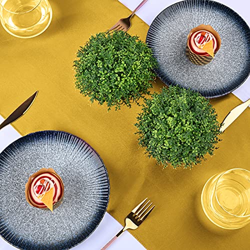 10-Pack Gold 12 x 108 inches Long Premium Satin Table Runner for Wedding, Decorations for Birthday Parties, Banquets, Graduations, Engagements, Table Runners fit Rectange and Round Table - Thumbnail 4