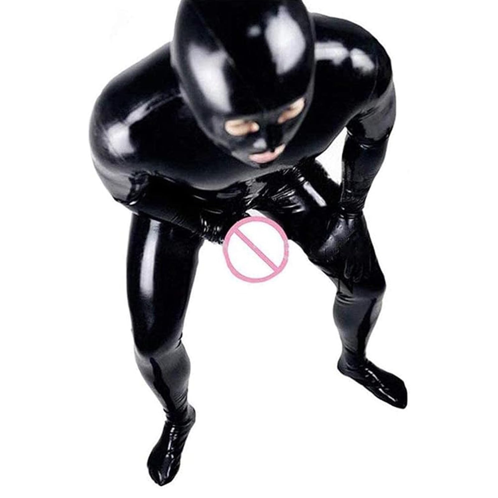 Generisch Herren Glänzende Overall Schwarz Shiny Lack Leder Katzenanzug Ganzkörper Männer Sexy Latex Enger Reißverschluss Jumpsuit Gummi Kleidung