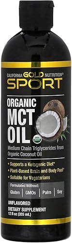 Aceite MCT, Triglicéridos de cadena media orgánicos certificados de aceite de coco orgánico USDA, 12 fl oz (12.0 fl oz)
