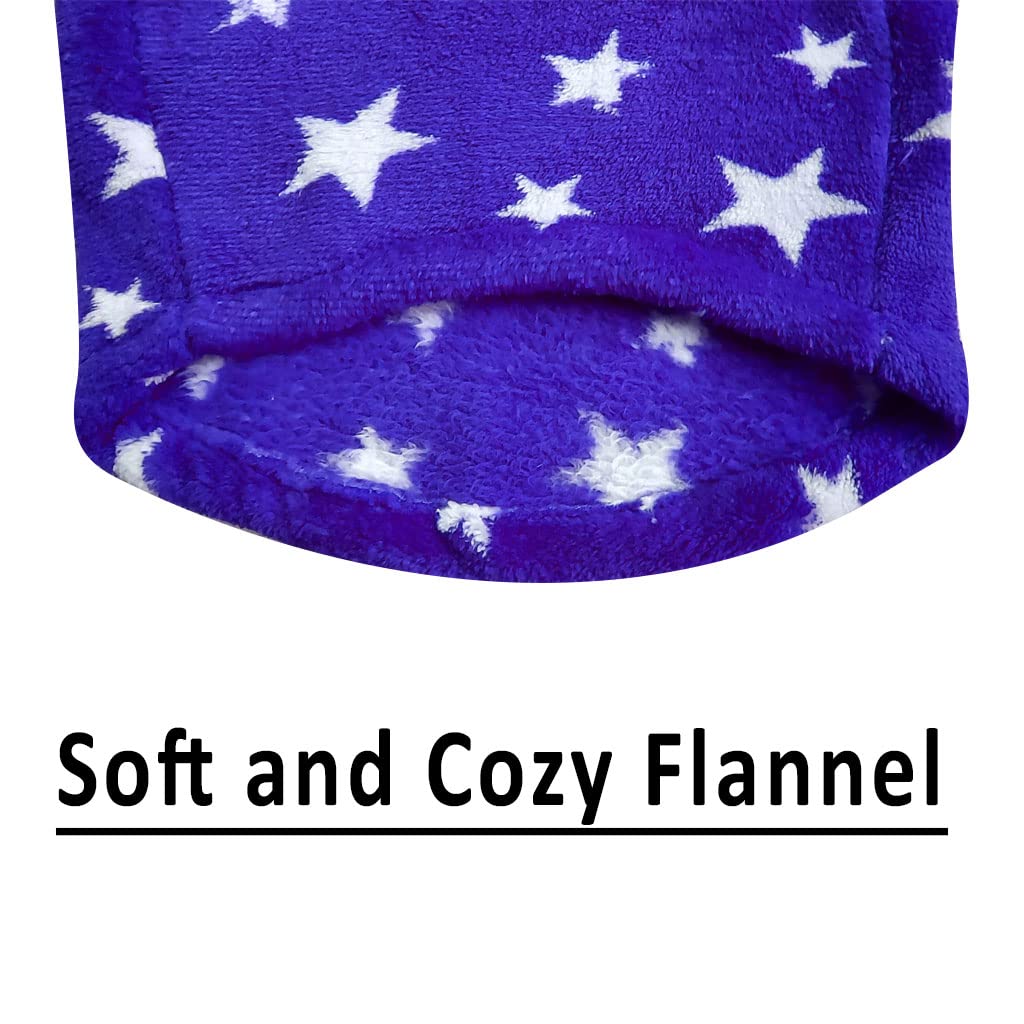 FETCHER Star Royal Blue Color Flannel Dog Costume Dog Cold Weather Coats Cat Apparel Doggie Clothes Pet High Collar Fleece Sweater Outfit Dog Thickened Warm Flannel Clothes (12" X-Small) 2