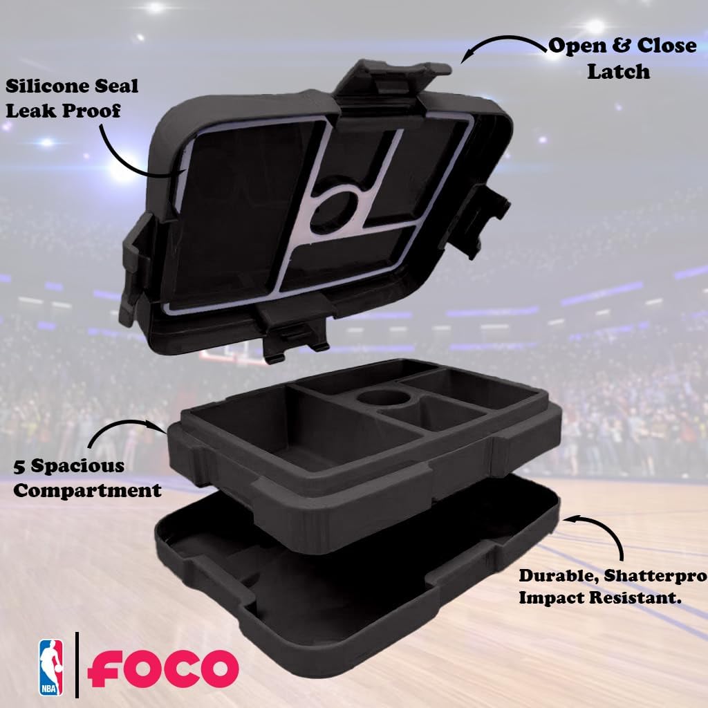 FOCO NBA Unisex-Adult Officially Licensed 2-Tone Big Logo Team Color Basketball Leak Proof 5 Compartment Bento Lunch Box - Chicago Bulls - Image 6